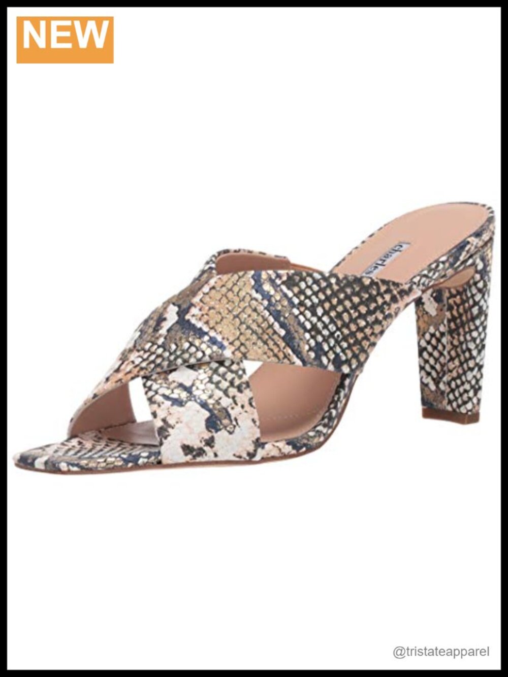 Charles David Summer Slide Pump Block Heel Leather Slip On Dress Shoe